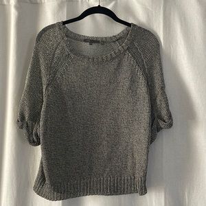 Vince Metallic Knit Scoop Neck Blouse / S